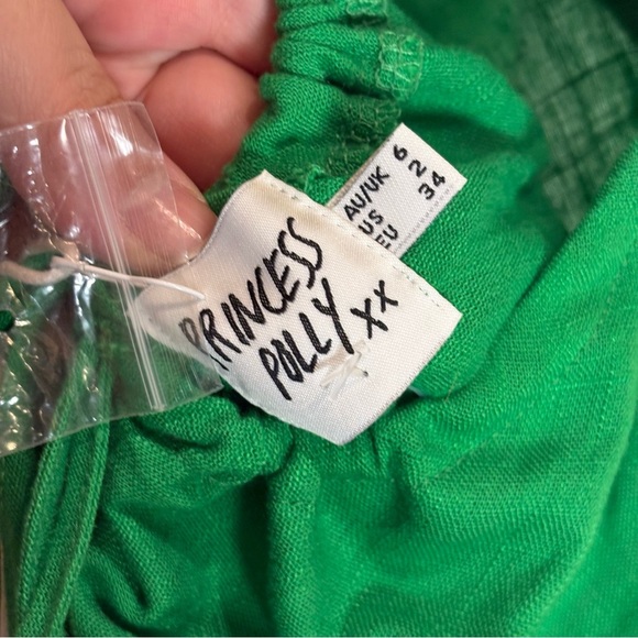 PRINCESS POLLY FABIAN MINI DRESS GREEN NWT Size 2 Linen Blend - Picture 8 of 9